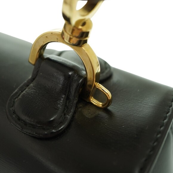 GUCCI Black Leather Bamboo Shoulder Bag with Strap - Picture 5 of 11